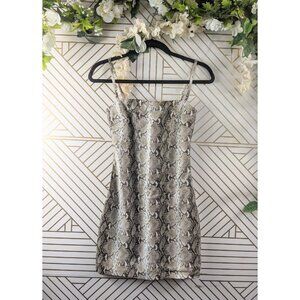 Tiger Mist Snakeskin Print Mini Dress in Black and Cream